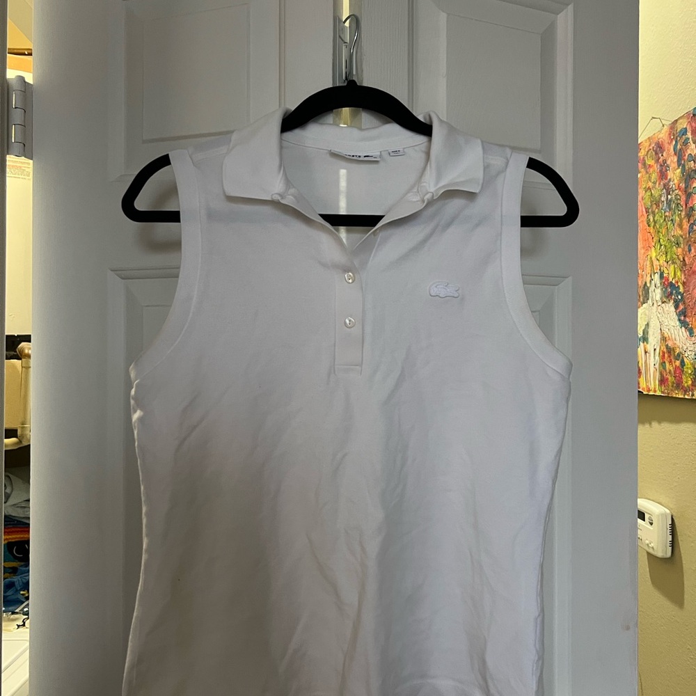 Lacoste Women's White Sleeveless Polo Tank Top